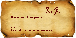 Kehrer Gergely névjegykártya